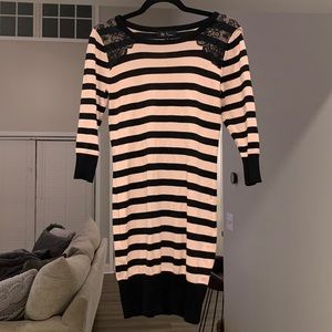 Pink and black striped sweater dress NWOT